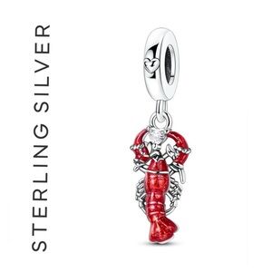 🌟 S925 Sterling Silver Red Lobster Dangle Charm